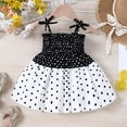 thumbnail image 2 of Fshinging Girls Dresses Summer Polka Dot Print Black White Patchwork Party Baby Kids Dress Size 9-12 Months, 2 of 5