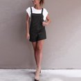 thumbnail image 4 of Babysbule Women Shorts Clearance Women Elastic Waist Dungarees Linen Cotton Pockets Rompers Playsuit Shorts BK/M, 4 of 8