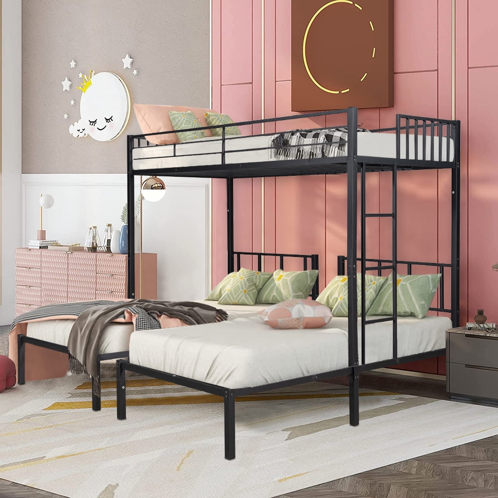 Triple Bunk Bed, BTMWAY Modern Twin Over Twin Over Twin Bunk Bed, Metal ...