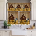 thumbnail image 3 of Kitchen Window Curtains Valance and Tier Set, Vintage Sunflowers Chicken Farm House Rod Pocket Tier Curtain Valance Set, Retro Barn Light Filtering Cafe Curtains for Bedroom Living Room, 3 of 9