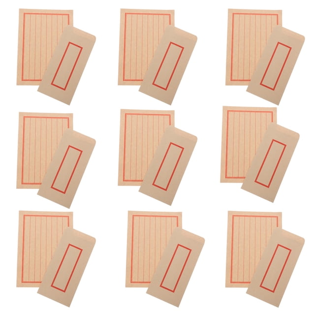 Raindrops 44Pcs Wedding Invitation Envelope Set Khaki Vintage Chinese Style Kraft Paper for Letters and Packaging