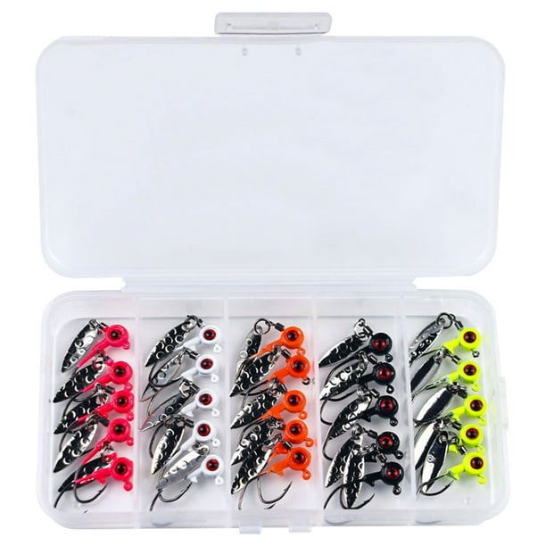 Underspin Fishing Jig Heads Crappie Jigs 25 Piezas Ojos 3D para Panfish Bass