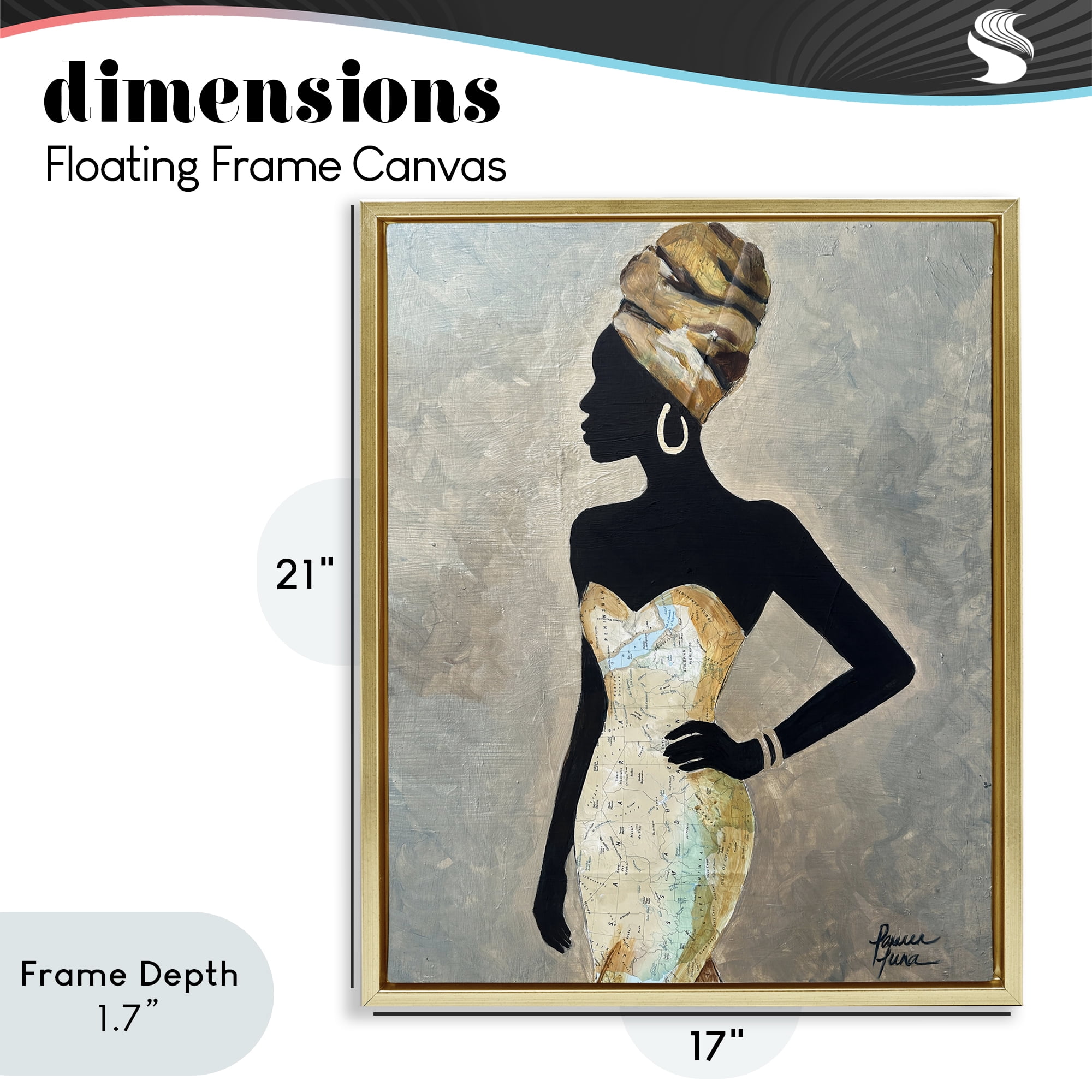Stupell Industries Motherland Muse Fashion Portrait Gold Framed Floater Canvas Wall Art, design by Lauren Luna