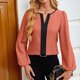 thumbnail image 5 of Blusas Elegantes de Larga para Mujer, con Cuello en V y Bloques de Color, para Negocios y Trabajo, Ropa de Moda para Otoño. Coral XXL, 5 of 10
