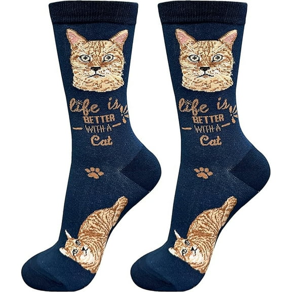 E&S Pets Pet Lover Socks, Life is Better with a Orange Tabby Cat