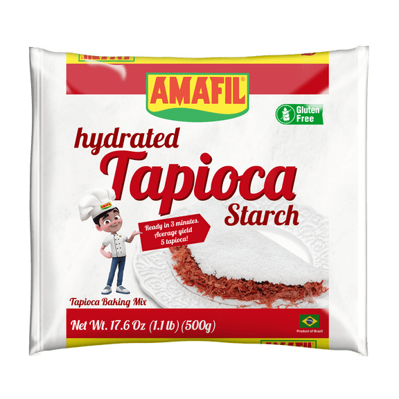 Amafil Hydrated Manioc Starch 17.64 oz | Pack of 3 | Massa Hidratada para Tapioca