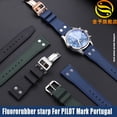 thumbnail image 2 of Correa de reloj de caucho fluorado FKM para IWC PILOT Mark Portugal, correa de reloj de 20 mm, 21 mm y 22 mm, pulsera negra de liberación rápida, correa de muñeca verde, 2 of 5