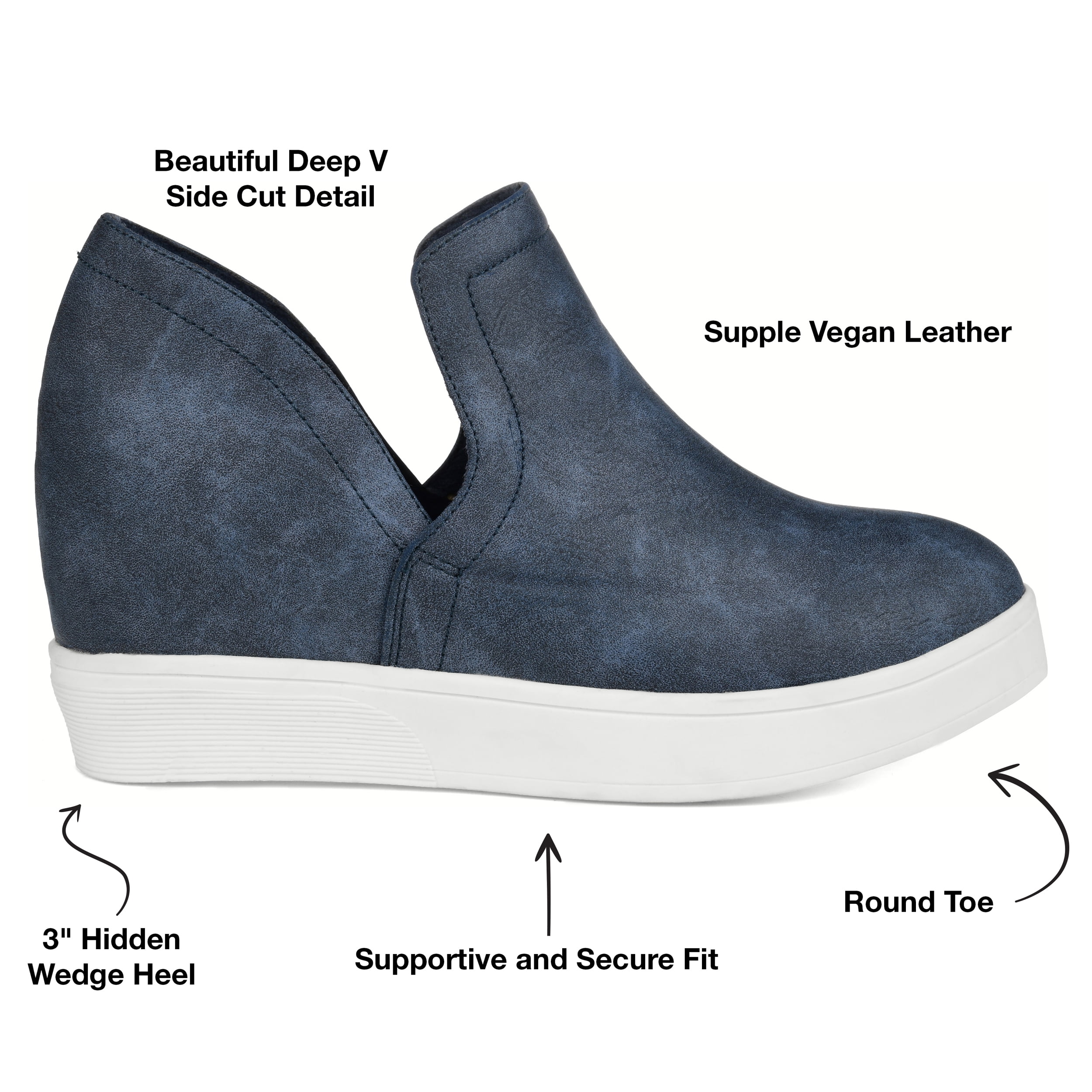 Journee Womens Cardi Round Toe Slip On Wedge Sneakers, Widths Available