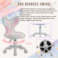 thumbnail image 3 of Guyou Mermaid Swivel Chair for Kids Ages 5-12 - Adjustable Height Children's Chair with Faux Fishtail Back & Rollers - Study/Dressing Desks Chairs for Bedroom, Fresh Pink, 3 of 7