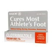 Major Cures Most Athlete's Foot Clotrimazole Anti-Fungal Cream USP, 1 oz