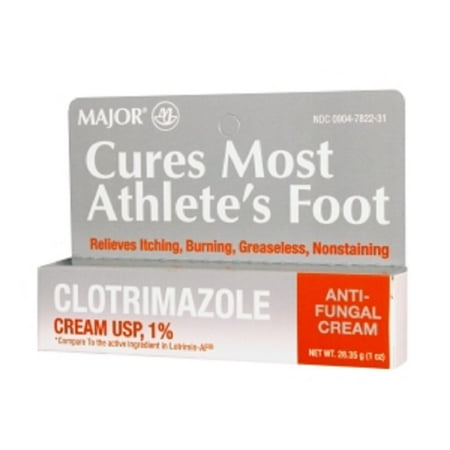 Major Cures Most Athlete's Foot Clotrimazole Anti-Fungal Cream USP, 1 oz