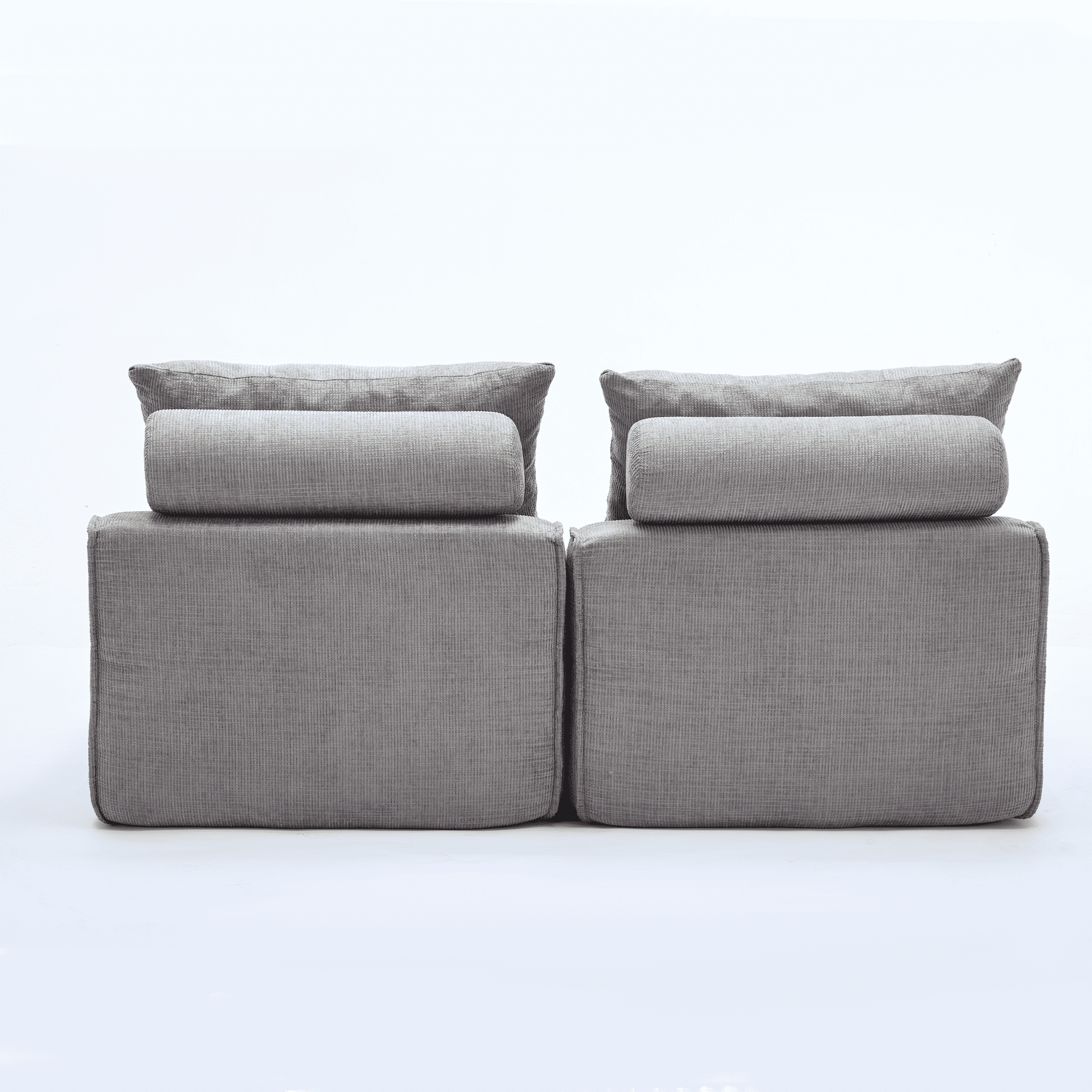 Modern Loveseat Sofa,Modular Sofa Couch,Corduroy 2-Seater Cloud Couch,Reading Lounge Sofa Chair for Small Spaces,Living Room,No Armrests,At will DIY,Light Gray