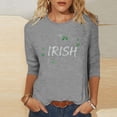 thumbnail image 1 of TaTaai Ladies St. Patrick's Day Theme Print 3/4 Sleeve Casual Tops Round Neck Loose Comfy Fashion Blouses Stretchy Breathable Daily Holiday Outfits Gift, 1 of 4