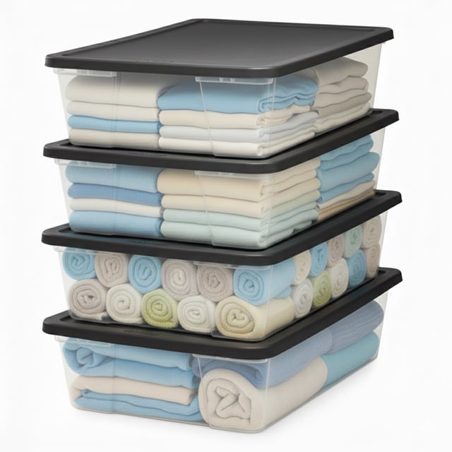 Homz 41-Qt Multipurpose Plastic Storage Containers w/Gray Lids, (4 Pack)