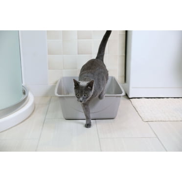 Petmate Durable Open Top Entry Easy to Clean Cat Litter Pan Plastic Cat Litter Box, Jumbo, Gray