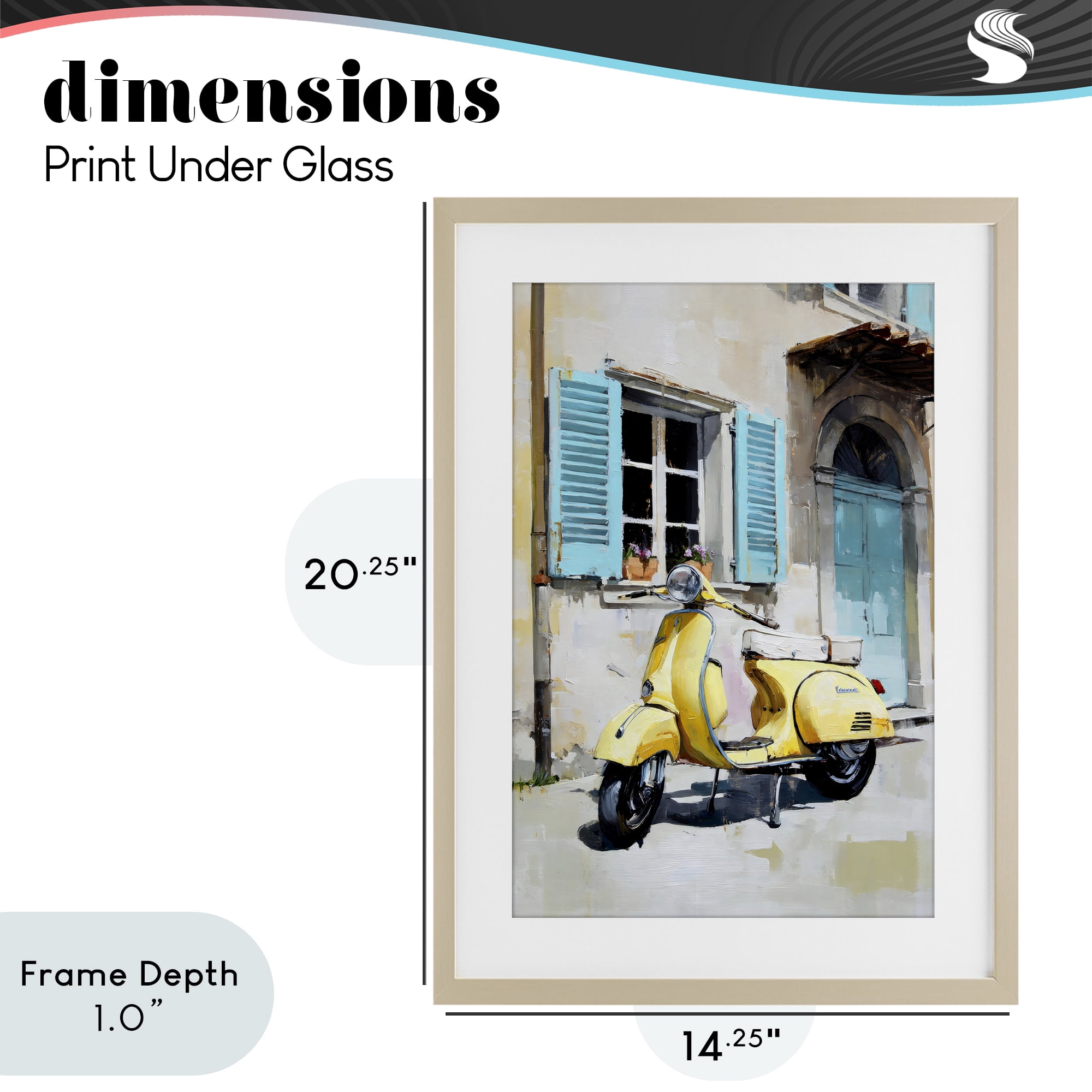 Stupell Industries Sunny Day Scooter Ride Birch Framed Print Under Glass, design by Petal Prints Design