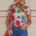 thumbnail image 6 of KLL Women 's Crew Neck Bodysuit Jumpsuits Tomato Print Short onesies Stretch T Shirts, 6 of 7