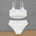 thumbnail image 3 of URMAGIC URMAGIC 7-14T Child Girls 2 Piece Bikini Set V Neck Solid Color Bathing Suit, 3 of 5