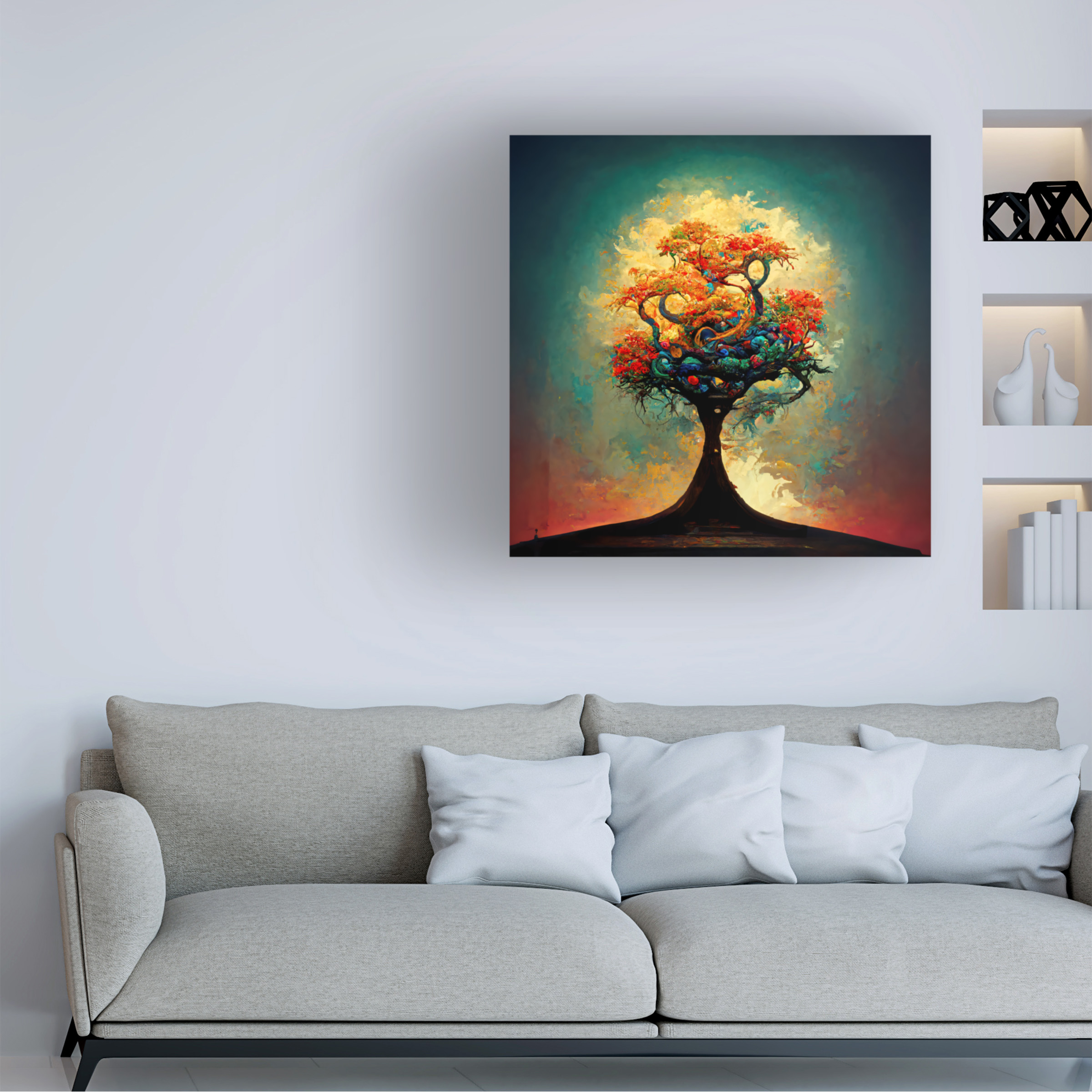 Canvas Wall Art - Ray Heere 'Tree Of Life 7' Wall Art for Living Room, Bedroom, or Office DÃ©cor by Trademark Fine Art - 35 x 35 Inches