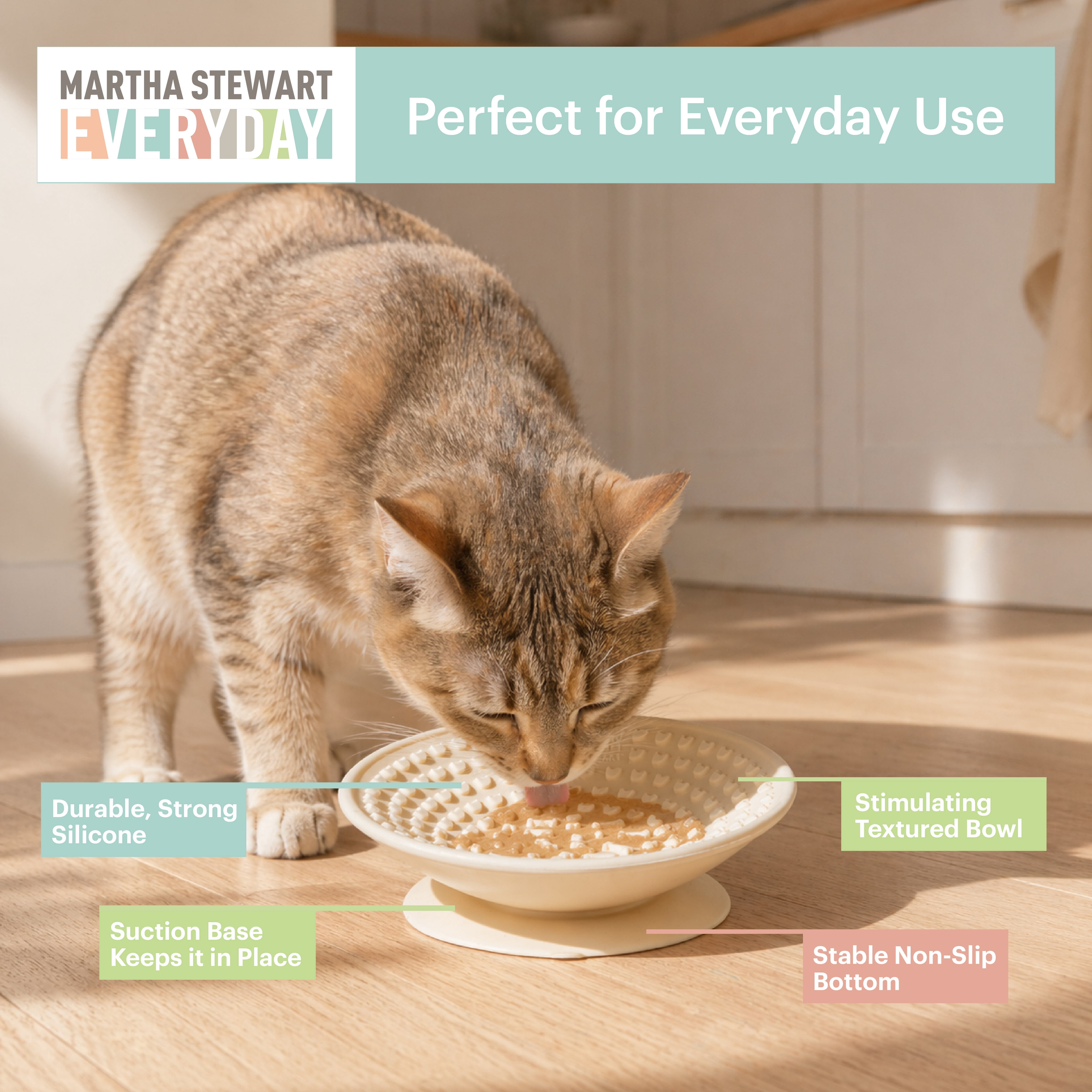 Martha Stewart Occupy Lick Bowl Cream Pet Feeder for Dogs