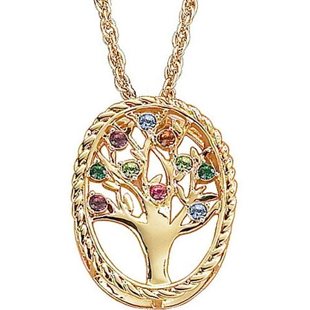 Personalized 14kt Gold-Plated Family Tree Birthstone Necklace