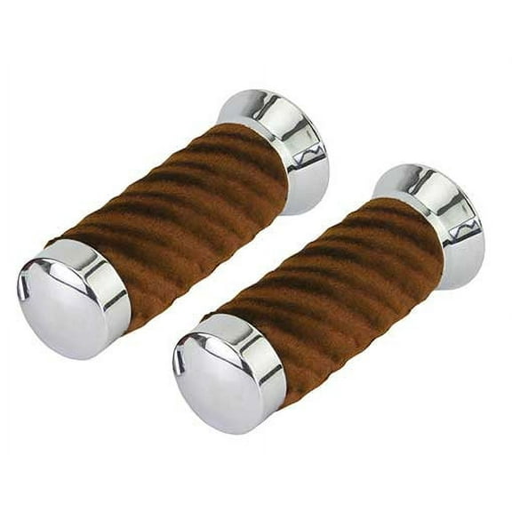 Brown Custom Swirl Velour Bike Grips 7/8 long 130mm. Lowrider Bicycle grips.