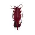 thumbnail image 2 of BLISSFUL STEP Mother's Day Women's Platform Gladiator Strappy Open Toe Stiletto High Heel Sandals Burgundy 6, 2 of 7
