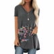thumbnail image 2 of Camiseta Con Cuello En V Blusa De Manga Corta Suelta Mujer Top De Verano Estampado, Gris, S Speravity AP002392-01, 2 of 4