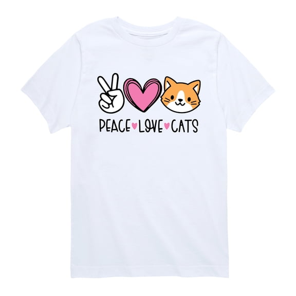 Instant Message - Peace Love Cats Boys' Short Sleeve Graphic T-Shirt