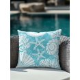 thumbnail image 3 of Outdoor Pillows Waterproof, Teal Starfish Coastal Throw Pillows with Inserts Included, Summer Coral Shell Beach Nautical Indoor Outdoor Decorative Lumbar Pillow for Bed/Couch/Patio 16"x16", 1Pcs, 3 of 8
