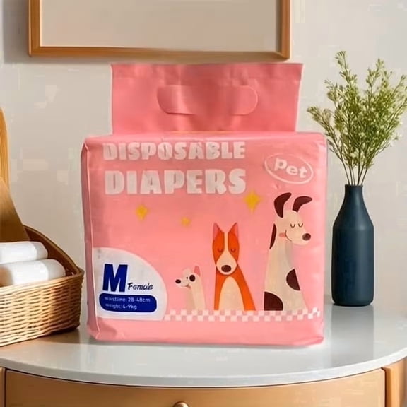 Dash Disposable Male Dog Belly Bands, Super Absorbent, Medium Size, 12 Count
