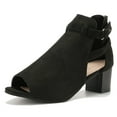 thumbnail image 1 of SIMANLAN Women Buckle Peep Toe Low Block Heel Ankle Booties Summer Sandals Black Size 4.5, 1 of 7