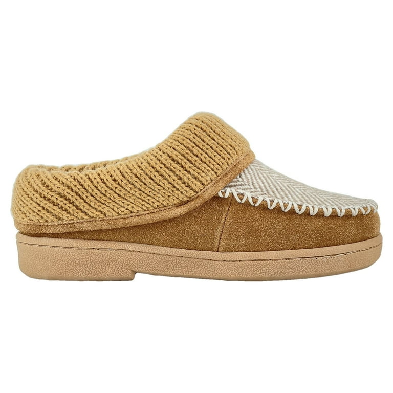 Clarks Womens Suede Leather Herringbone Pattern Slipper