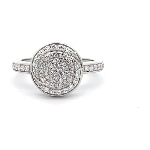 ARAIYA FINE JEWELRY Sterling Silver Round Lab Grown Diamond Cluster Engagement Ring (1/2 cttw, VS1 Clarity, D-F Color) Size 6