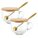 thumbnail image 1 of Tazas de Café con Asa, Vasos de Vidrio con Tapas de Bambú y Cucharas de Flor de , Vasos Transparentes para Té, Cereales, Yogur, 1 of 5