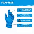 thumbnail image 3 of Gorilla Grip Disposable Gloves, Unisex, Nitrile Traction Grip, Touchscreen, Blue, Large, 20 Count, 3 of 8
