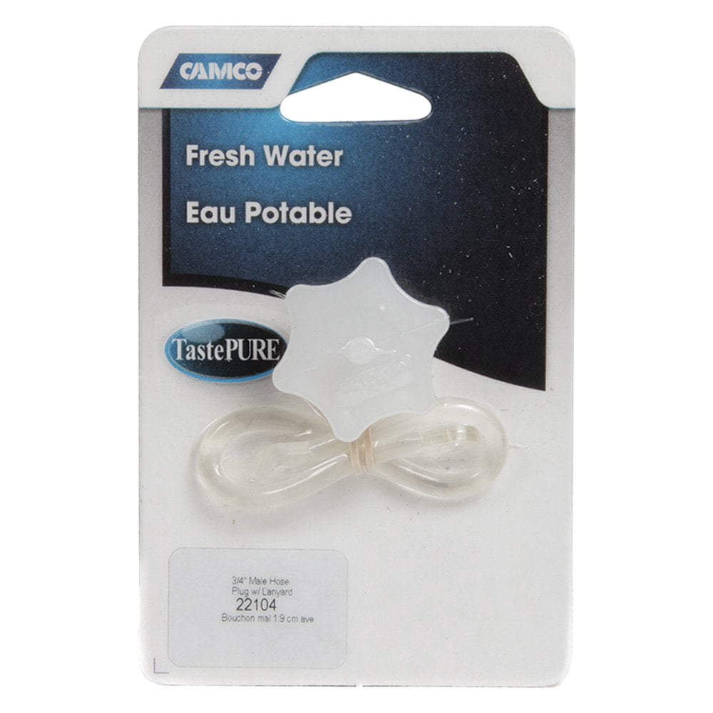 Camco 22104 - TastePURE White Male Hose Plug Set with Lanyard