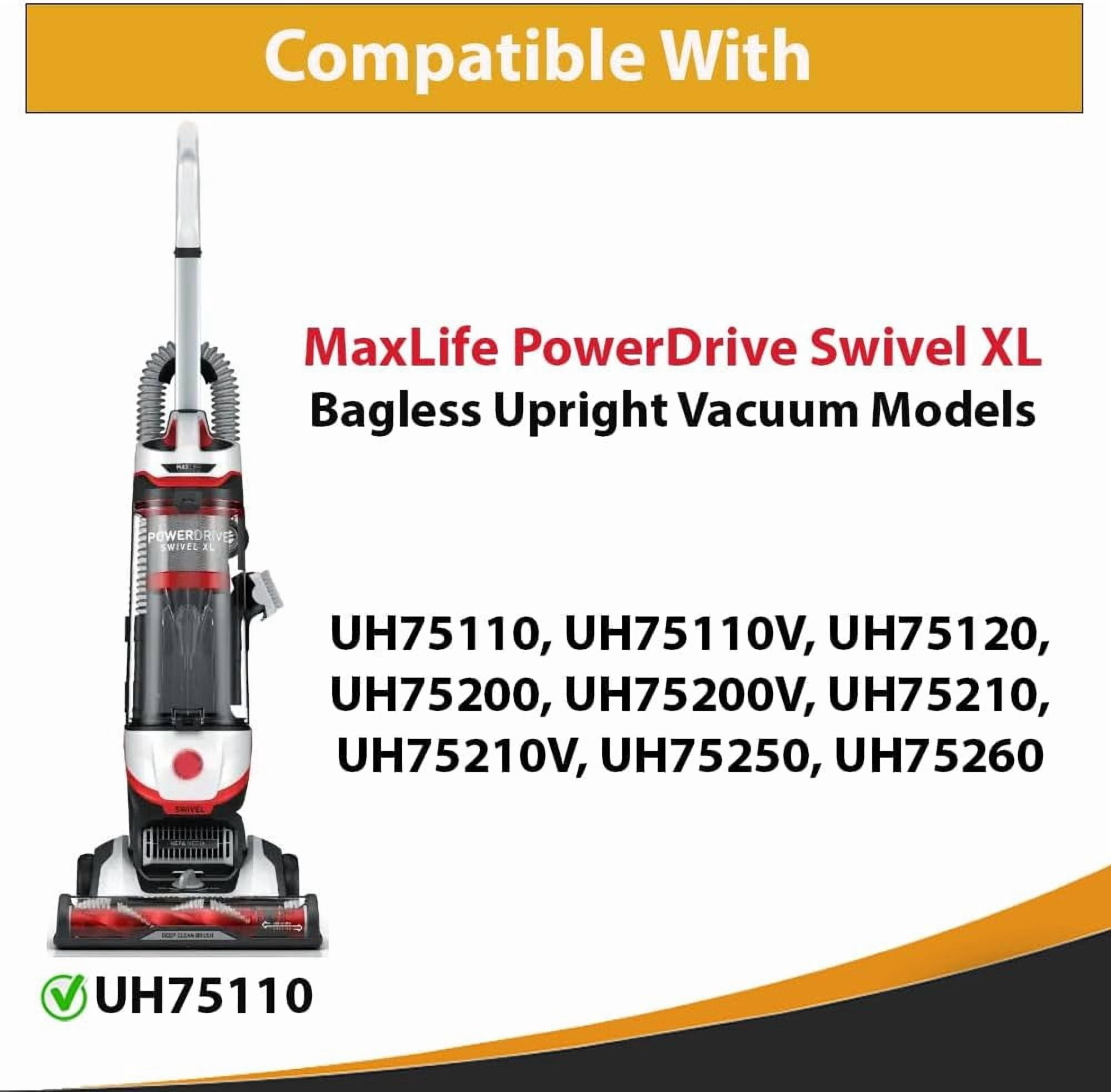 Replacement For Hoover MaxLife PowerDrive Swivel XL, UH75110 Bagless Upright Vacuum EXHAUST Filter and Belts Kit also Fits UH75110V, UH75120, UH75200