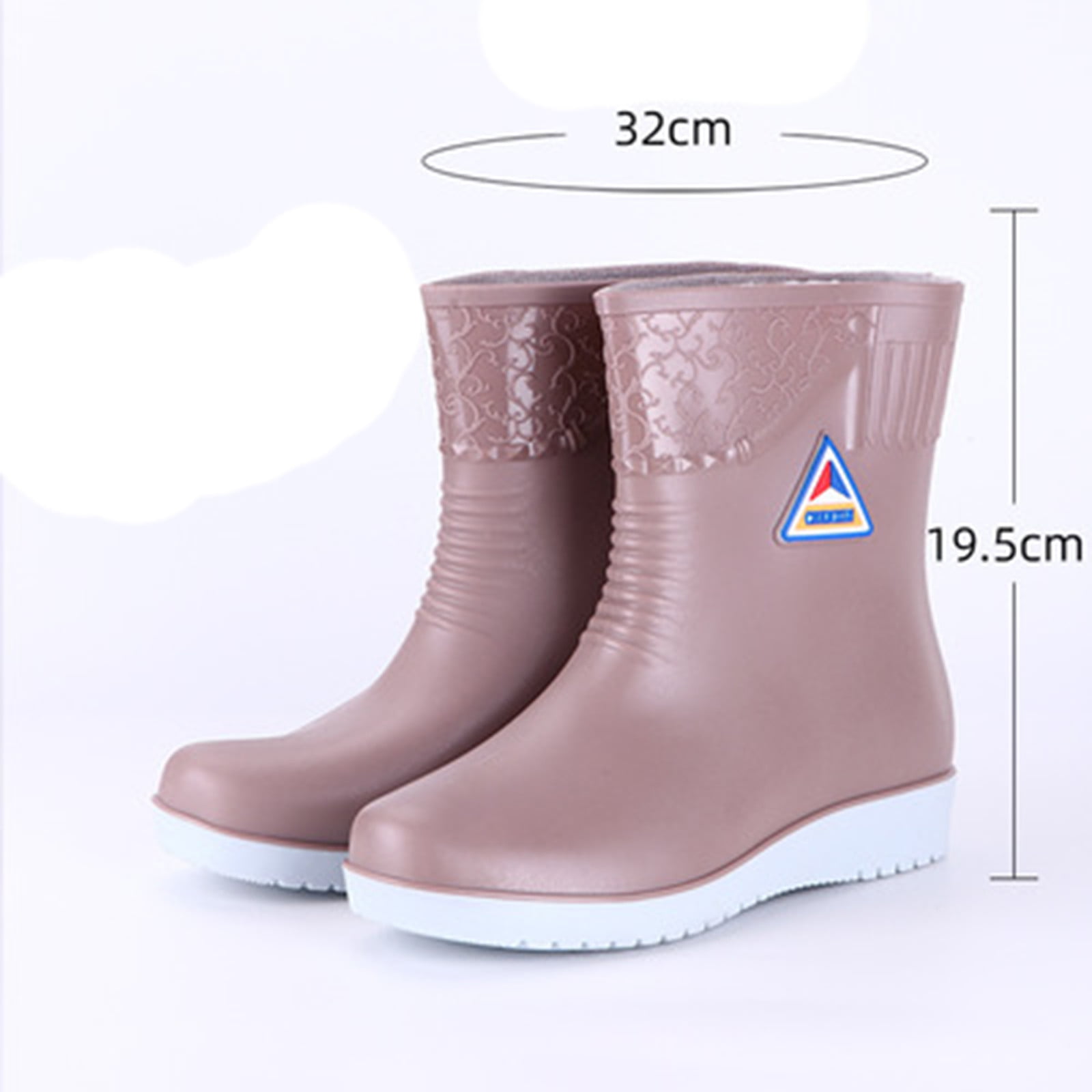 Womens Flats Non-Slip Round Toe Athletic Shoes Waterproof Galoshes Rain Boots 