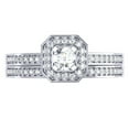 thumbnail image 3 of 0.55 Carat (ctw) 10K White Gold Round Cut Diamond Ladies Halo Engagement Bridal Ring With Matching Band Set 1/2 CT, 3 of 4