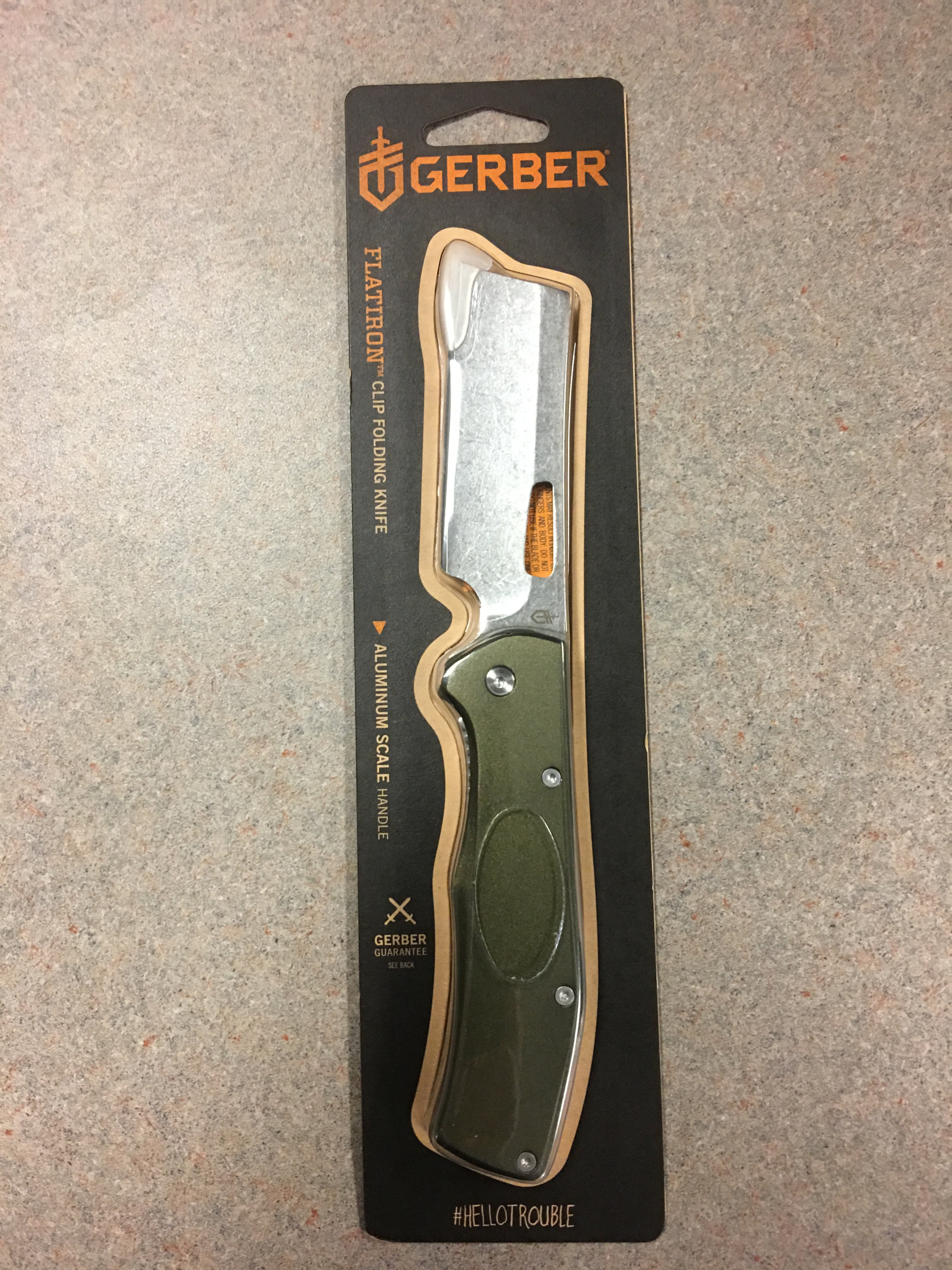 Gerber Flatiron Cleaver Knife with Pocket Clip in Flat Sage