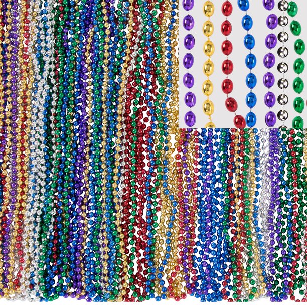 Mardi Gras Bead Necklaces, 720 Count, Carnival Party Supplies, 6 Colors