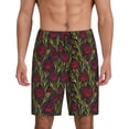 thumbnail image 1 of Balery Burgundy Peony Flowers Pantalones cortos de pijama de punto de algodón para hombre con cinturilla y bolsillos-4X-Large, 1 of 6