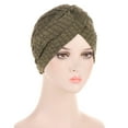 thumbnail image 4 of ZHENHONG Turbans for Women Women Turbans Knot Pre Tied Bonnet Hat Headwraps Hats Casual Solid Color Headwear Army Green, 4 of 6