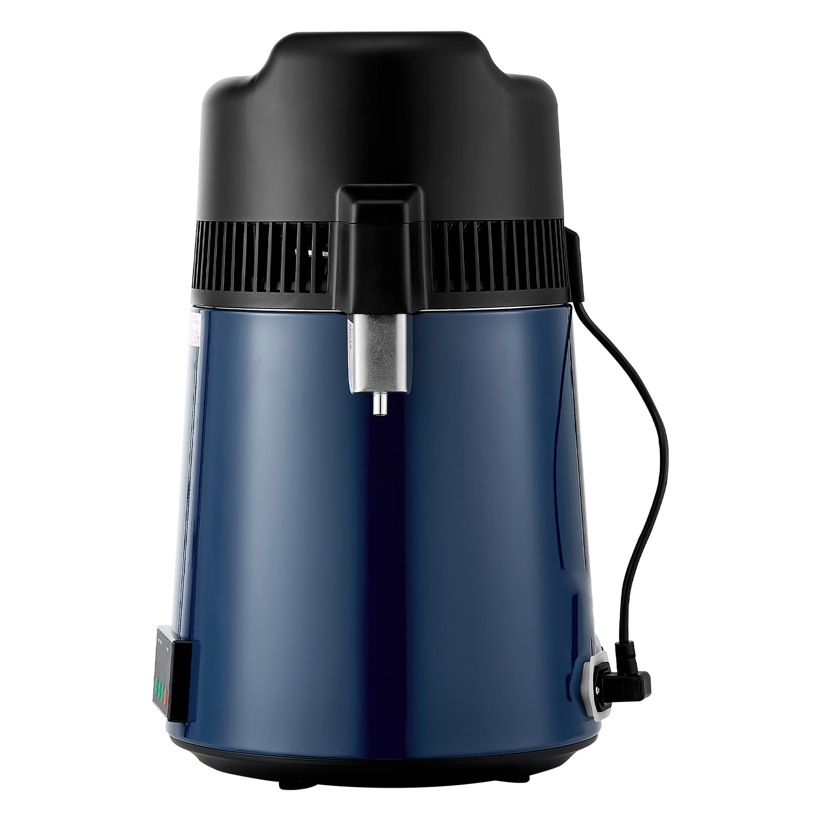 KFFKFF 6L 1.6 Gallon Water Distiller, Countertop Pure Water Purifier with 900W Power, Glass Container, Stainless Steel Design for Home Use, Blue-Black