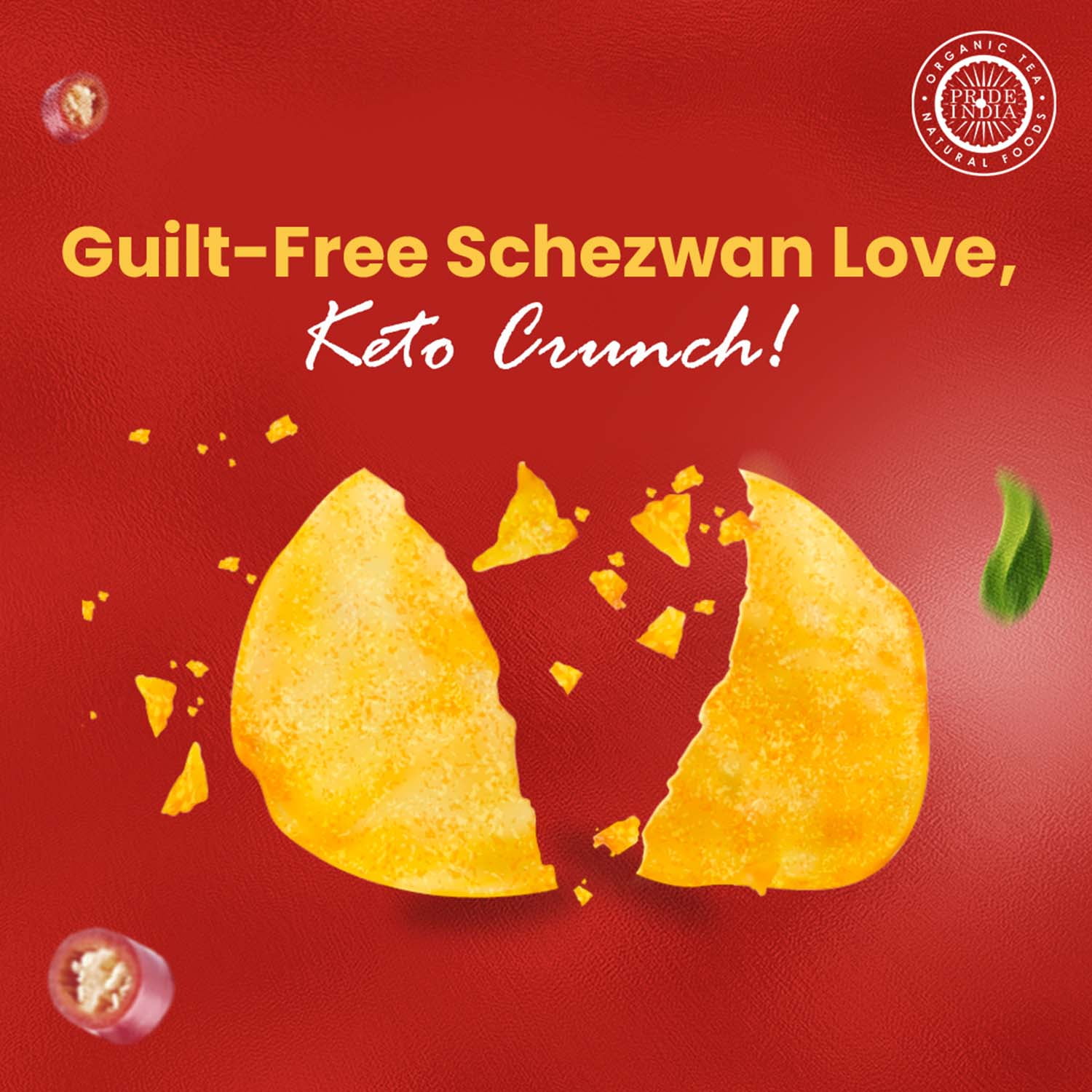 Bean Bites | Sizzlin Schezwan Lentil Crisp 3.53 oz (100 g) PACK OF 6 | Round Crunchy Crisps | Heat in Oven (up to 60 secs), Plant Based Protein, Vegan Crisps, Healthy Poppadom Snack By Pride of India