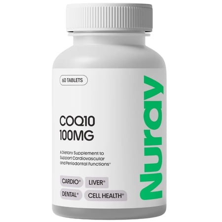 Nuray CoQ10 100mg with Vitamin E Chewable Tablets, Orange Flavor, Antioxidant & Cardiovascular Wellness Support, 60 Count