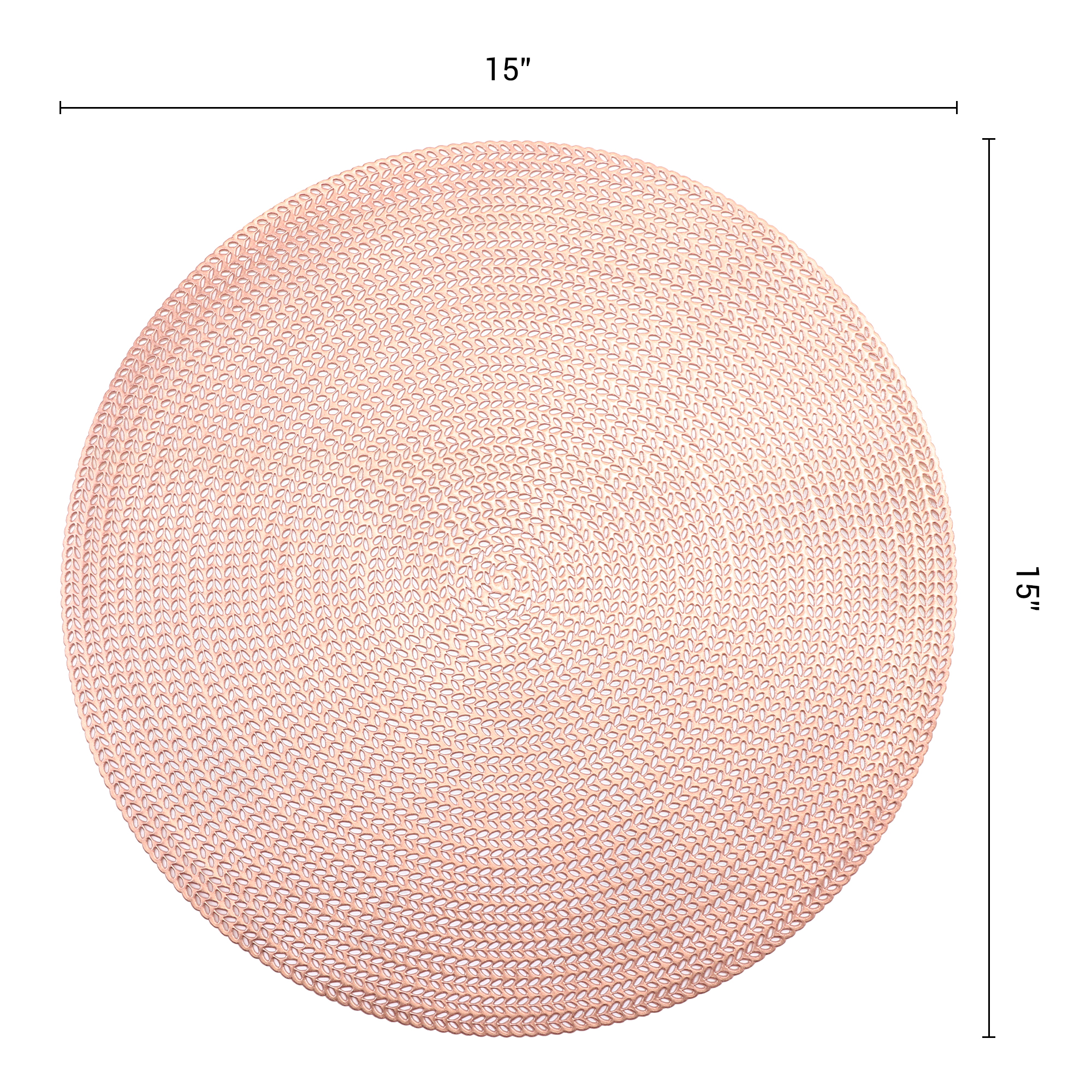 Unique Bargains Set of 6 Round Washable Hollow Design Placemats Rose Gold