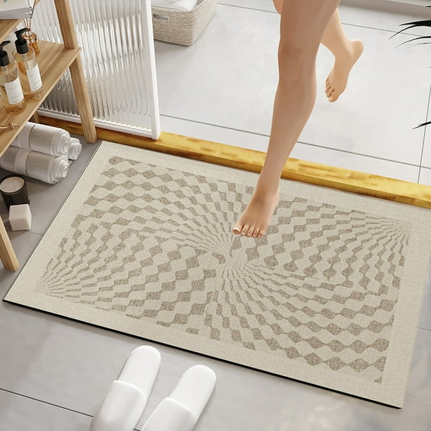 Alfombras de baño, alfombras para sala de estar, lujosa alfombra de baño de diatomita de estilo cremoso, absorbente de agua, antideslizante, resistente al desgaste, para ducha, inodoro.