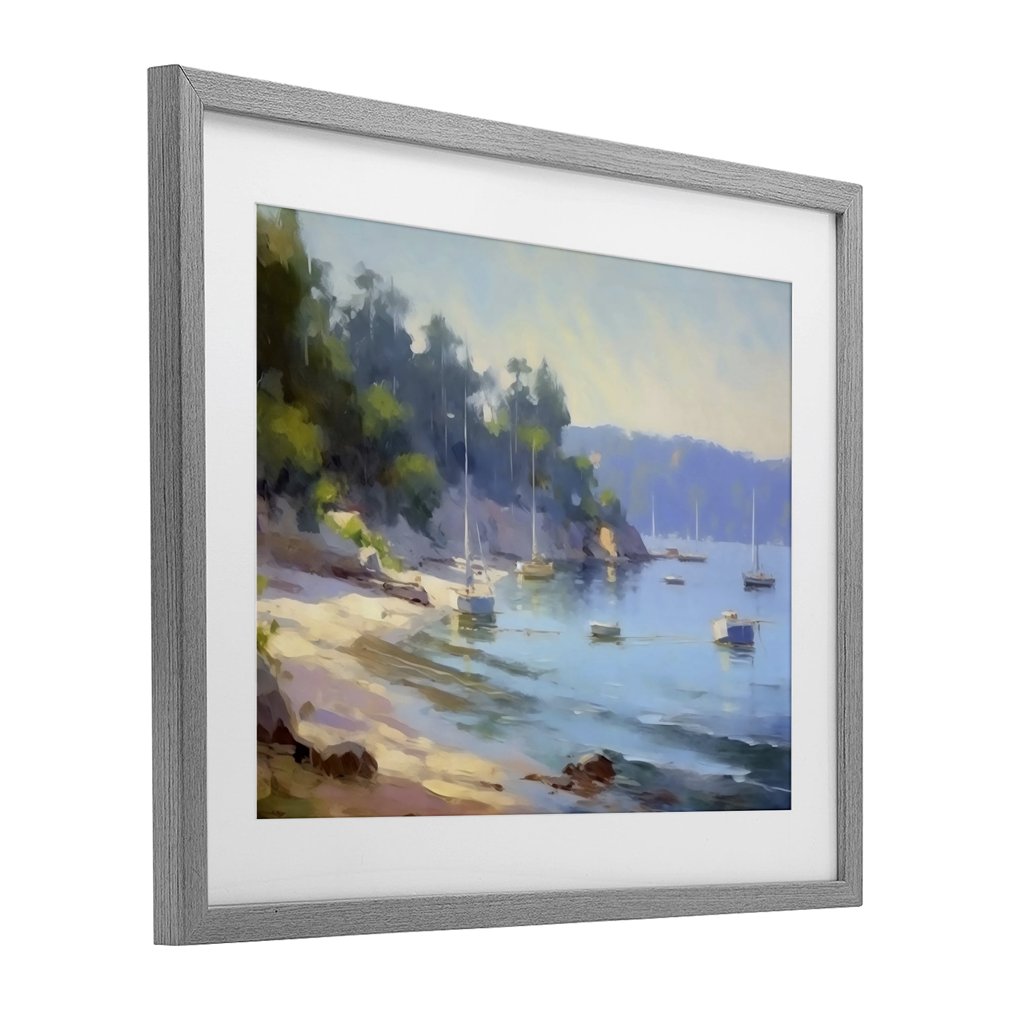 Stupell Industries Near The Shore Summer Sailing Gray Framed Print Under Glass, design by Creative Studio